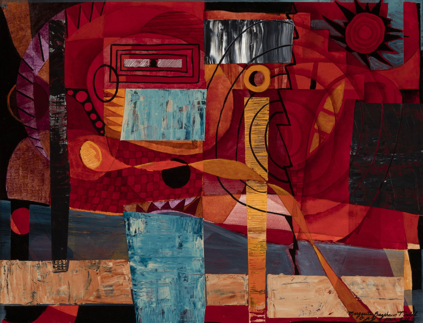 Margarete Bagshaw, Forces of Nature, 2000: Margarete Bagshaw(Santa Clara, 1964 - 2015)Forces of Nature, 2000oil on boardsigned and dated lower right: Margaret Bagshaw Tindel / O-je gi povi ©0017 3/8 x 23 1/4 in. (44.1 x 59.1 cm.), frame: 20 7