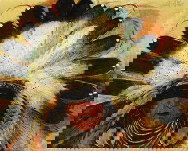 Kevin Red Star, Big Chief with Feathered Headdress / Fast Turtle, 2018: Kevin Red Star(Crow, b. 1943)Big Chief with Feathered Headdress / Fast Turtle, 2018acrylic on canvassigned upper right: Kevin Red Star©inscribed verso: -BiGCHiEF with feAthEr HEAddrEss - / "Fast
