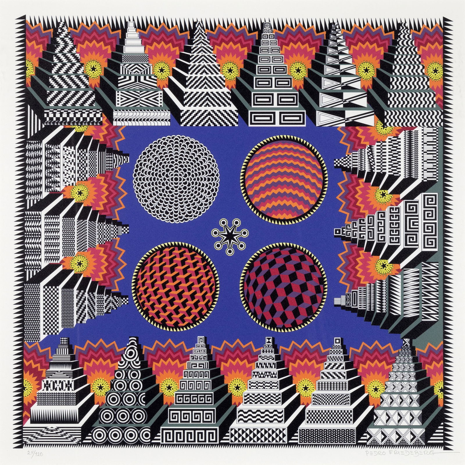 Pedro Friedeberg, (Italian/Mexican, b. 1936), Teotihuacanización de Mesopotamia o Soles de Niniveh, (1 of 2)