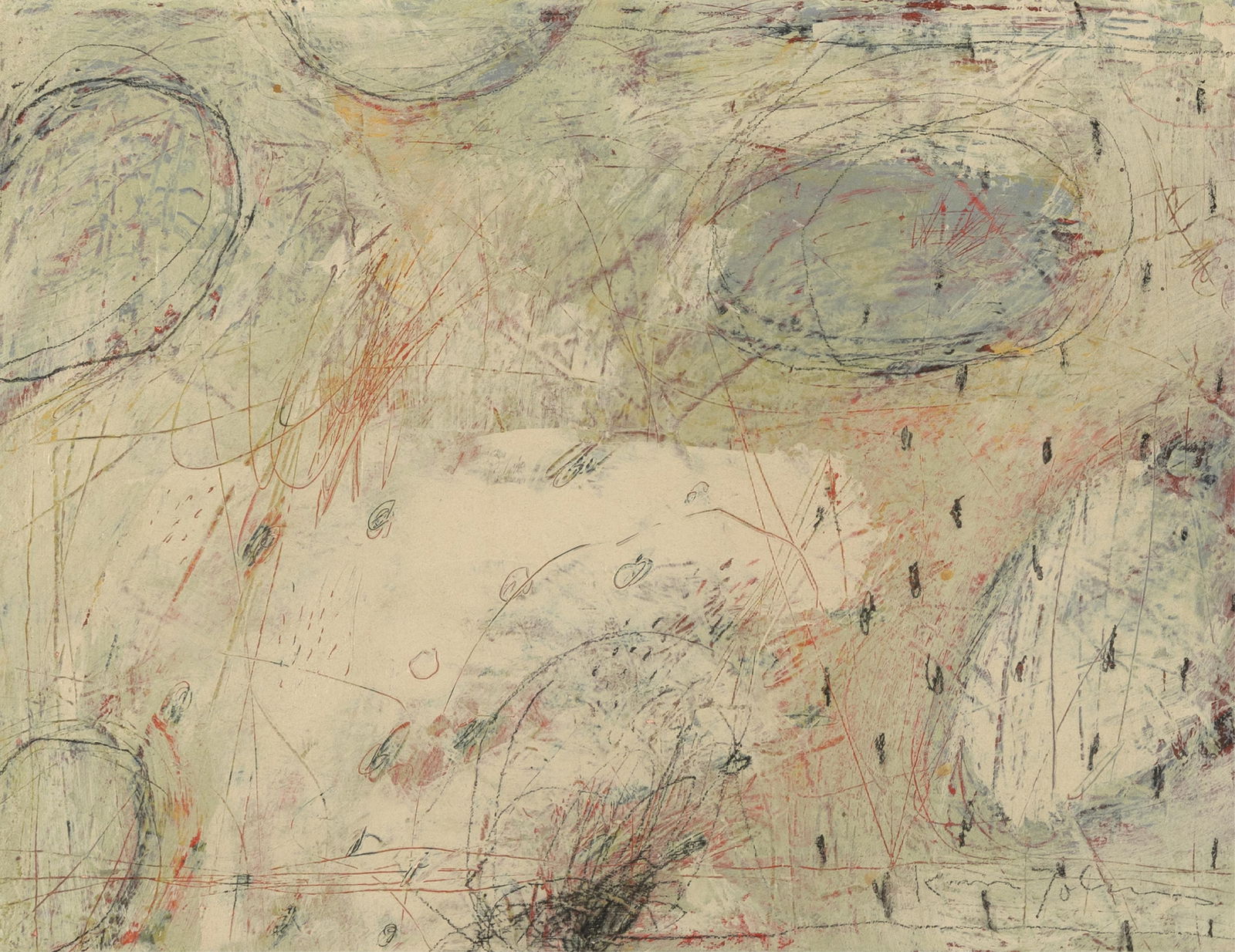 Kevin Tolman, Listening/Buzz: Kevin Tolman(b. 1949)Listening/Buzzacrylic on canvassigned lower right: Kevin Tolmaninscribed verso: Keven Tolman / Listening/Buzz9 x 12 in. (22.9 x 30.5 cm.), frame: 9 7/8 x 12 7/8 x 1 3/4 in. (25.1