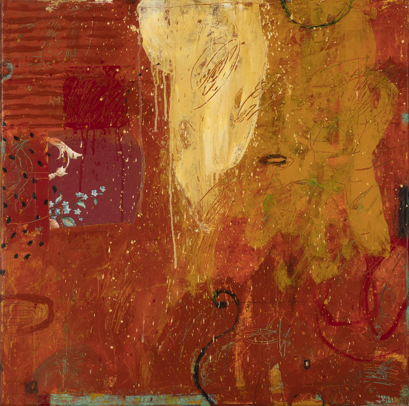 Kevin Tolman, Alhamera/Fuente, 2002: Kevin Tolman(b. 1949)Alhamera/Fuente, 2002acrylic, mixed media on canvassigned lower right: Kevin Tolmaninscribed verso: Alhamera/Fuente / 24 x 24 / Mixed Media / 2002 / Kevin Tolman24 x 24 in. (61 x