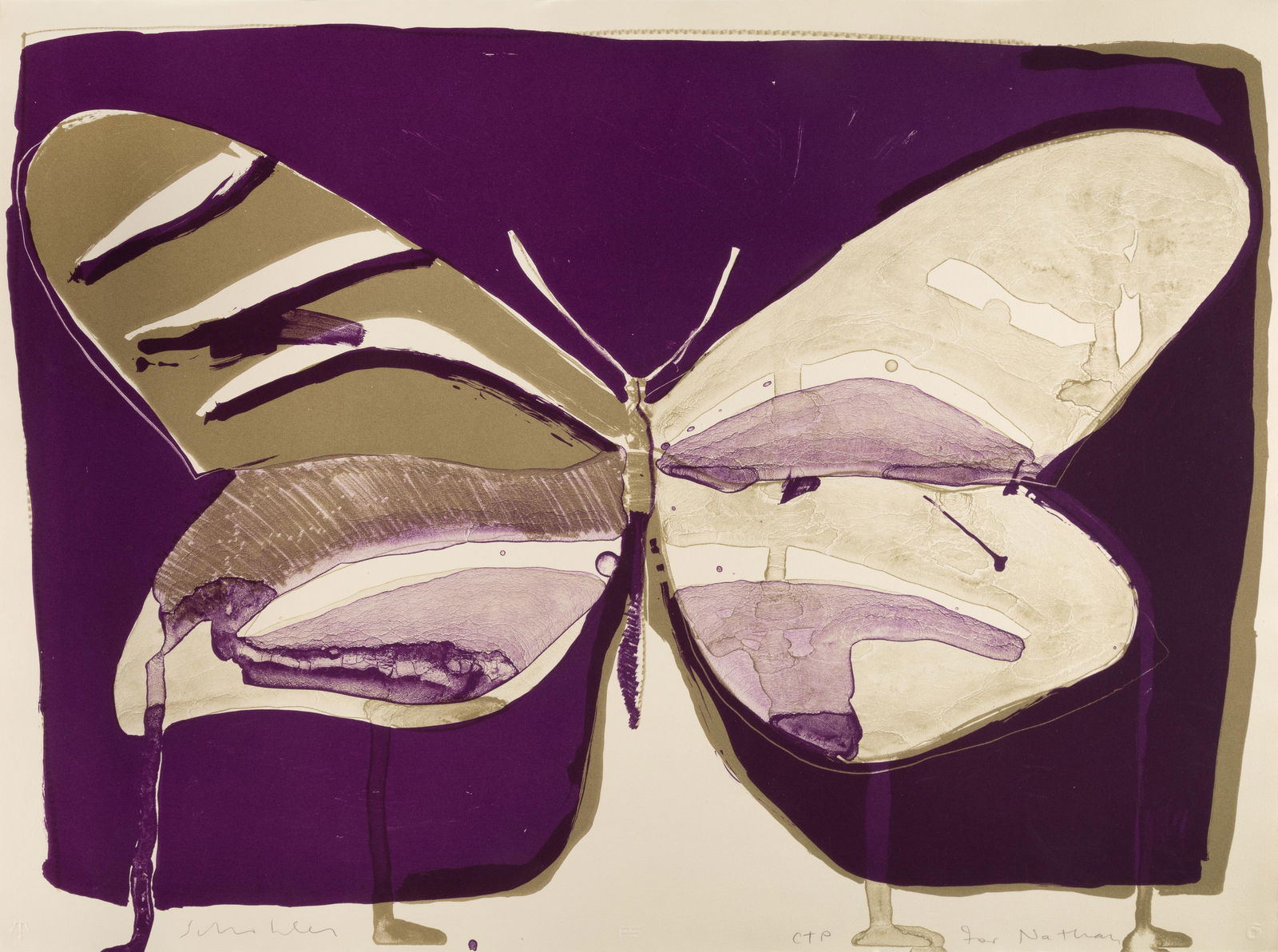 Fritz Scholder, Butterfly in Tan and Purple (1 of 3)