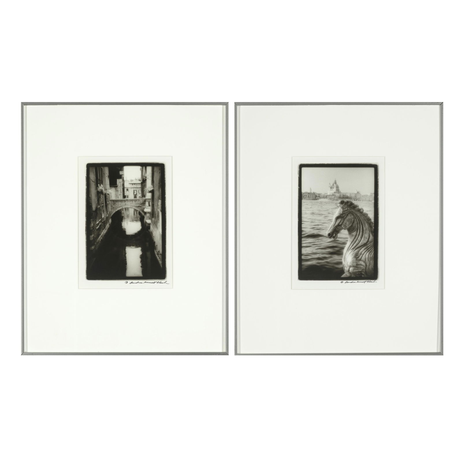 Sandra Russel Clark, Pair of Gelatin Silver Prints from Venice Italy, 1987: Sandra Russel Clark(b. 1949)Pair of Gelatin Silver Prints from Venice Italy, 1987gelatin silver, edition 1 of 50 + edition 2 of 50each signed lower right: © Sandra Russel Clarkeach graphite signed ve