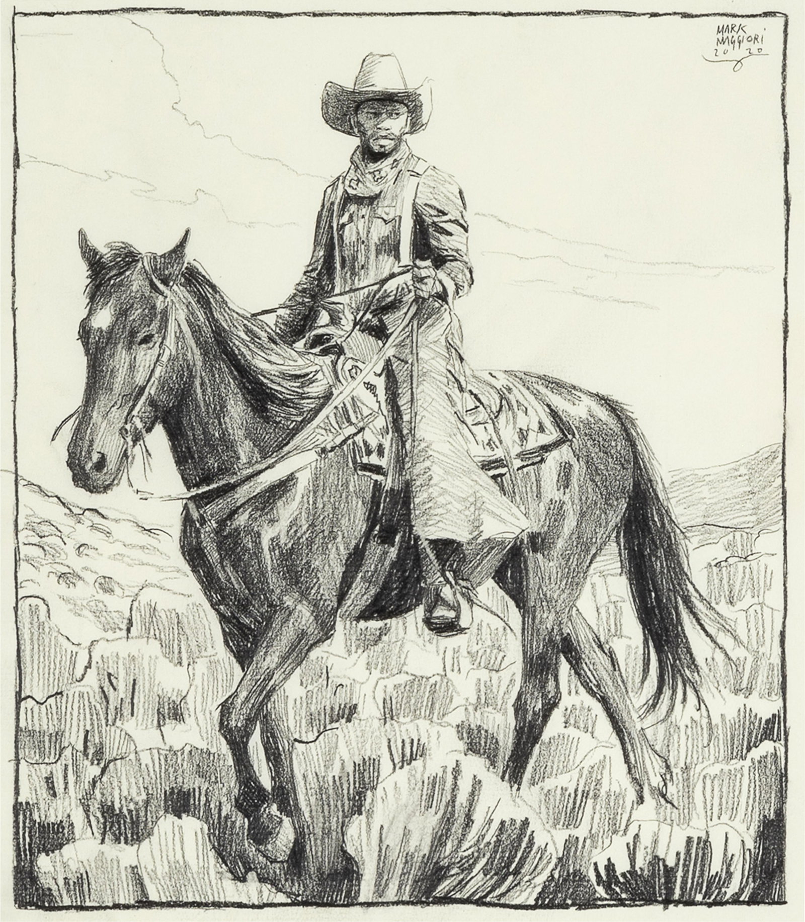 Mark Maggiori, Untitled (Cowboy Riding Horse) (1 of 2)