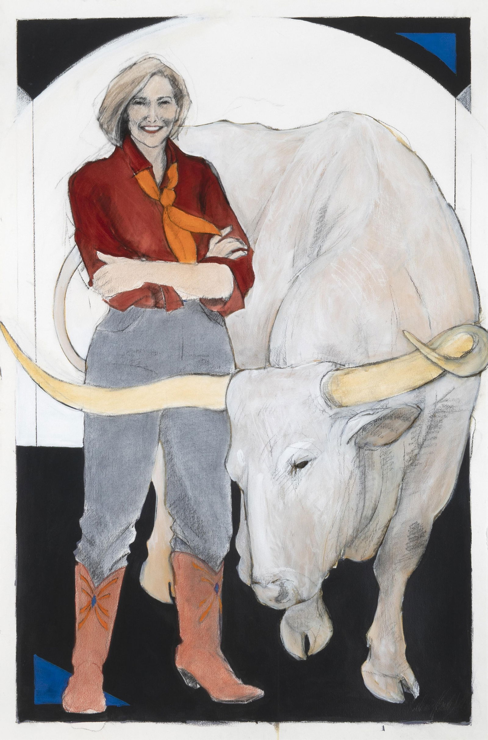 Donna Howell-Sickles, Cowgirl with Longhorn (1 of 3)
