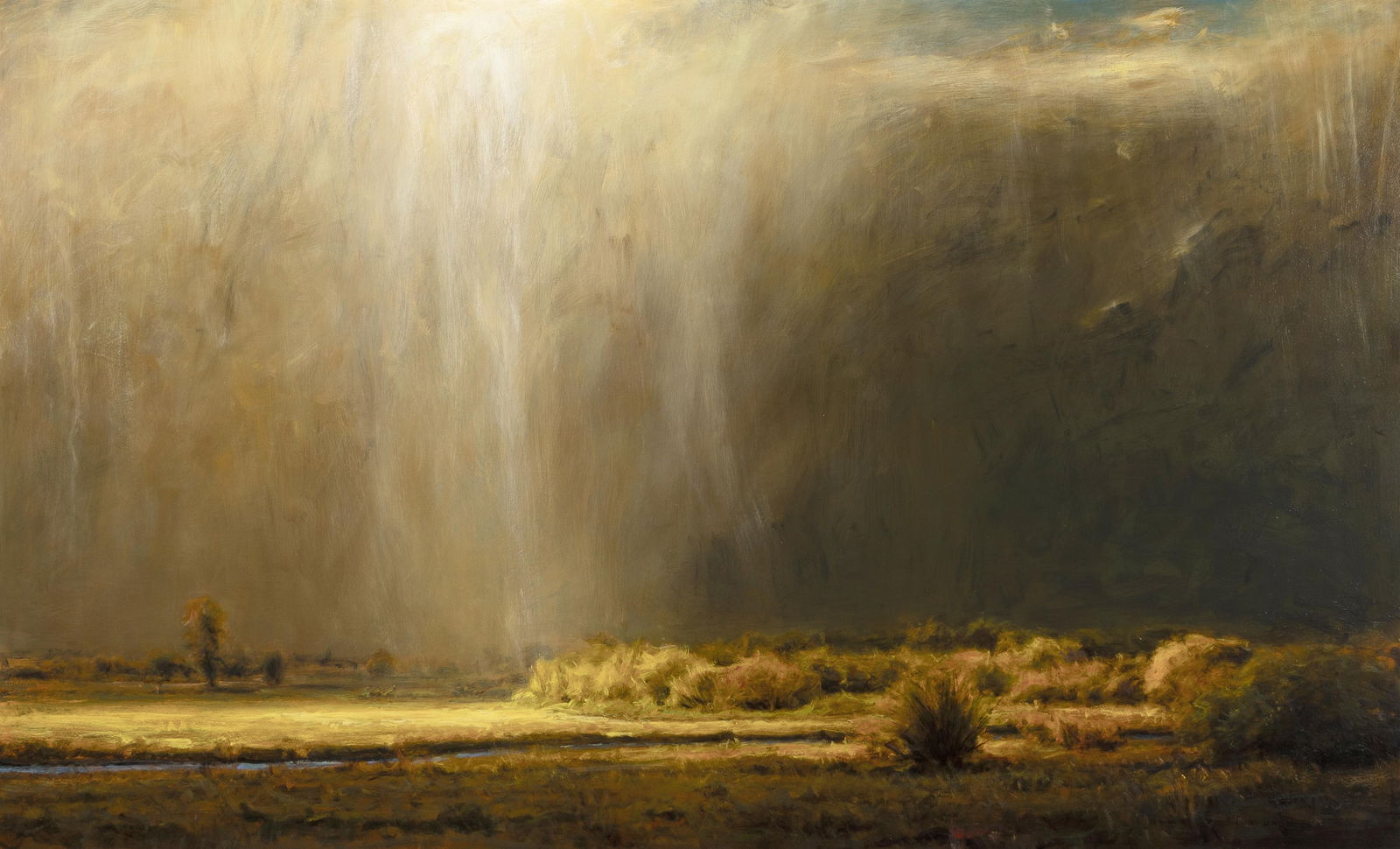 Gordon Brown, Sun Breaks Through, 1998: Gordon Brown(b. 1962)Sun Breaks Through, 1998oil on masonitesigned lower right: GORDON BROWN36 x 60 in. (91.4 x 152.4 cm.), frame: 49 1/2 x 73 1/2 x 3 in. (125.7 x 186.7 x 7.6 cm.) The Meyer Gallery,