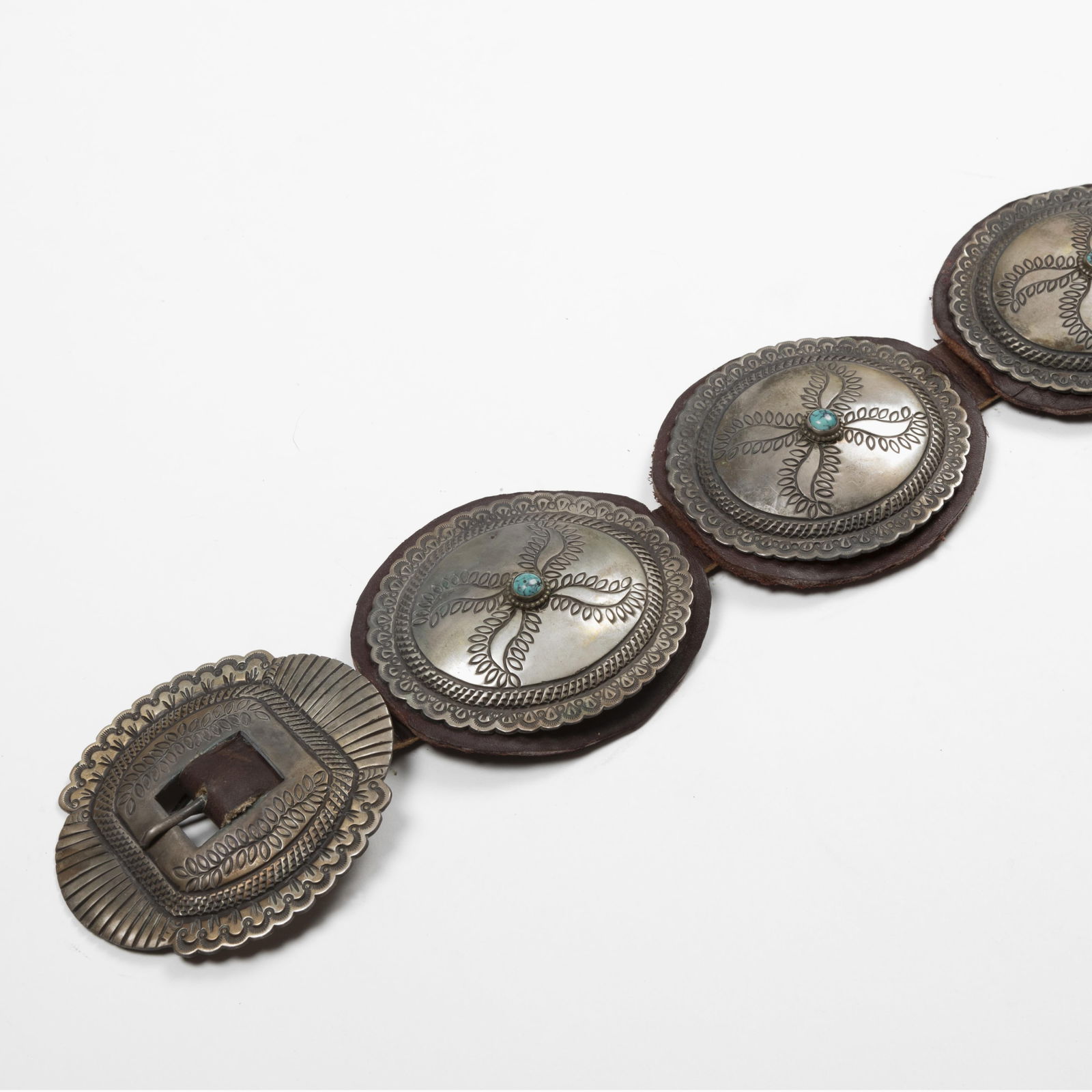 Attributed Diné (Navajo), Concho Belt with Turquoise Cabochons (1 of 3)