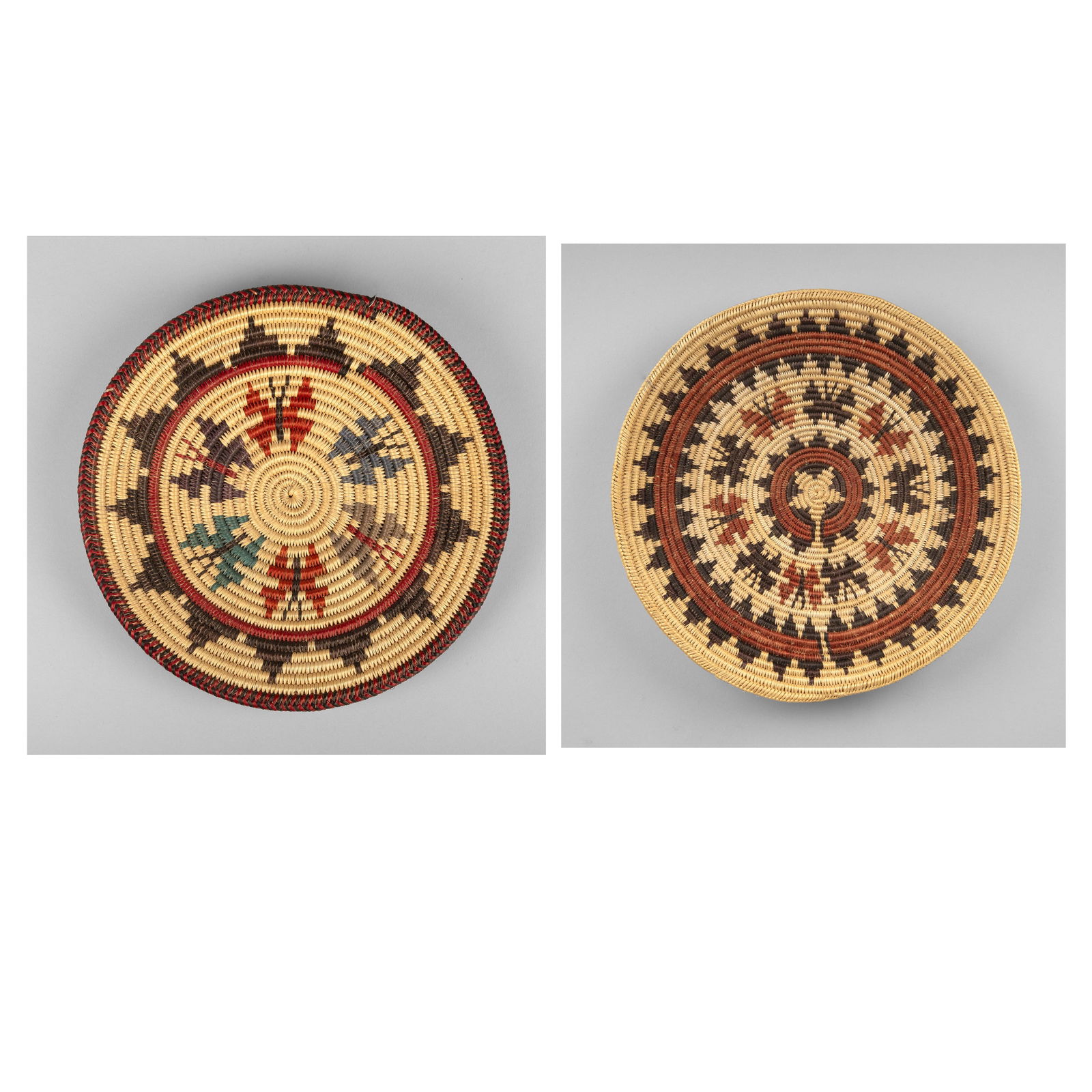Diné (Navajo)/Paiute, Two Polychrome Pictorial Butterfly Baskets (1 of 7)