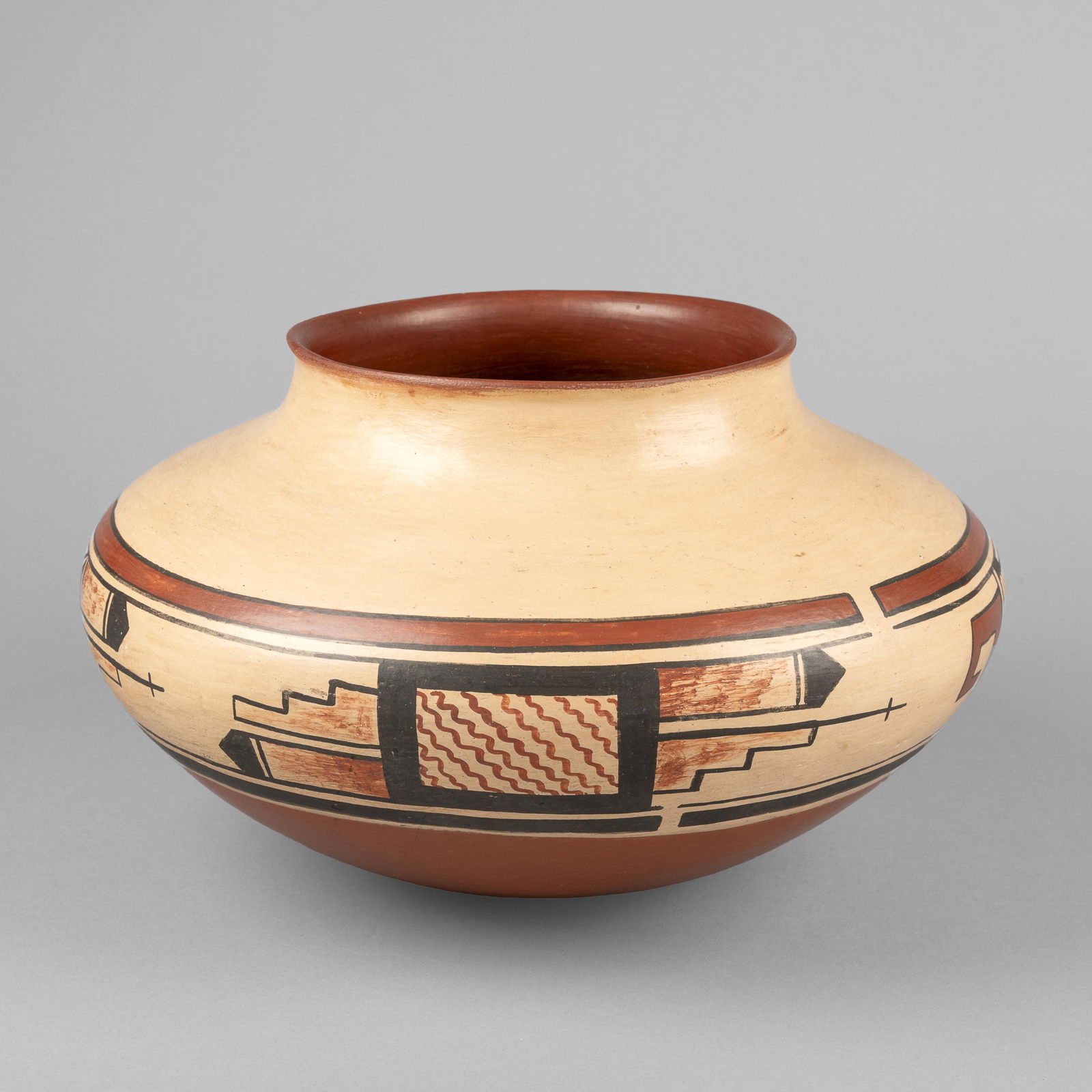 Tom Dickerson, Polychrome Redware Pot, 1978: Tom Dickerson(1933 - 2019)Polychrome Redware Pot, 1978fired clayinscribed: TOM / DICKERSON / 19788 x 12 7/8 in. (20.3 x 32.7 cm.) Private Collection, Colorado