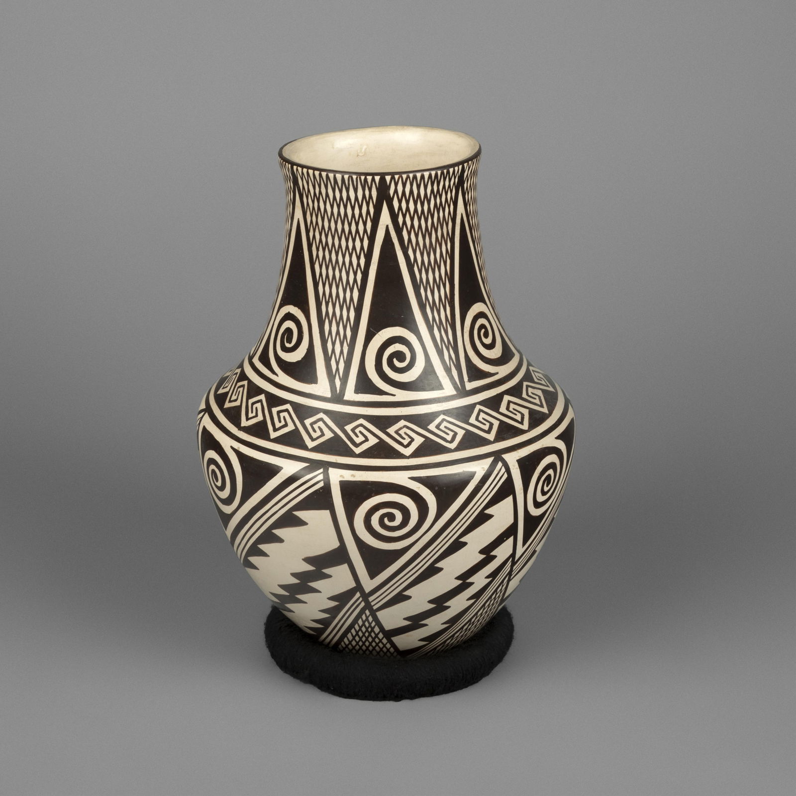 Helen [Feather Woman] Naha, Black on White Pottery Jar, ca. 1975 (1 of 4)