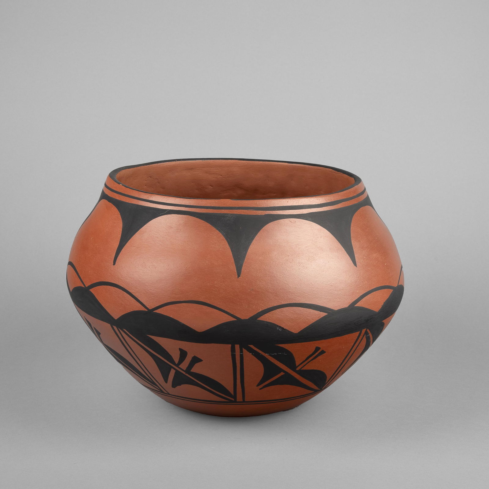 Kewa (Santo Domingo), Redware Storage Pot: Kewa (Santo Domingo)Redware Storage Potfired clay, pigmentheight 9 1/4 x diameter 13 1/2 in. (23.5 x 34.3 cm.) Private Collection, Arizona