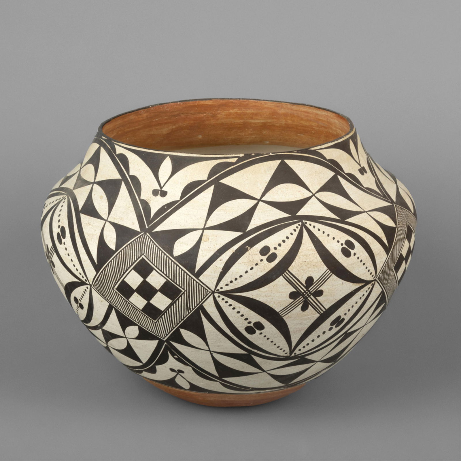 Acoma, Black on White Pottery Jar, ca. 1950 (1 of 3)