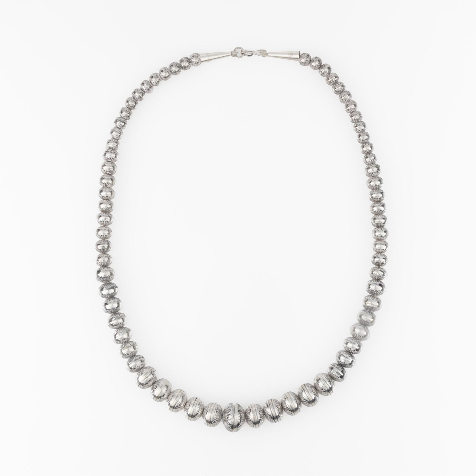 Diné (Navajo), Silver Beaded Necklace, ca. 2000 (1 of 2)