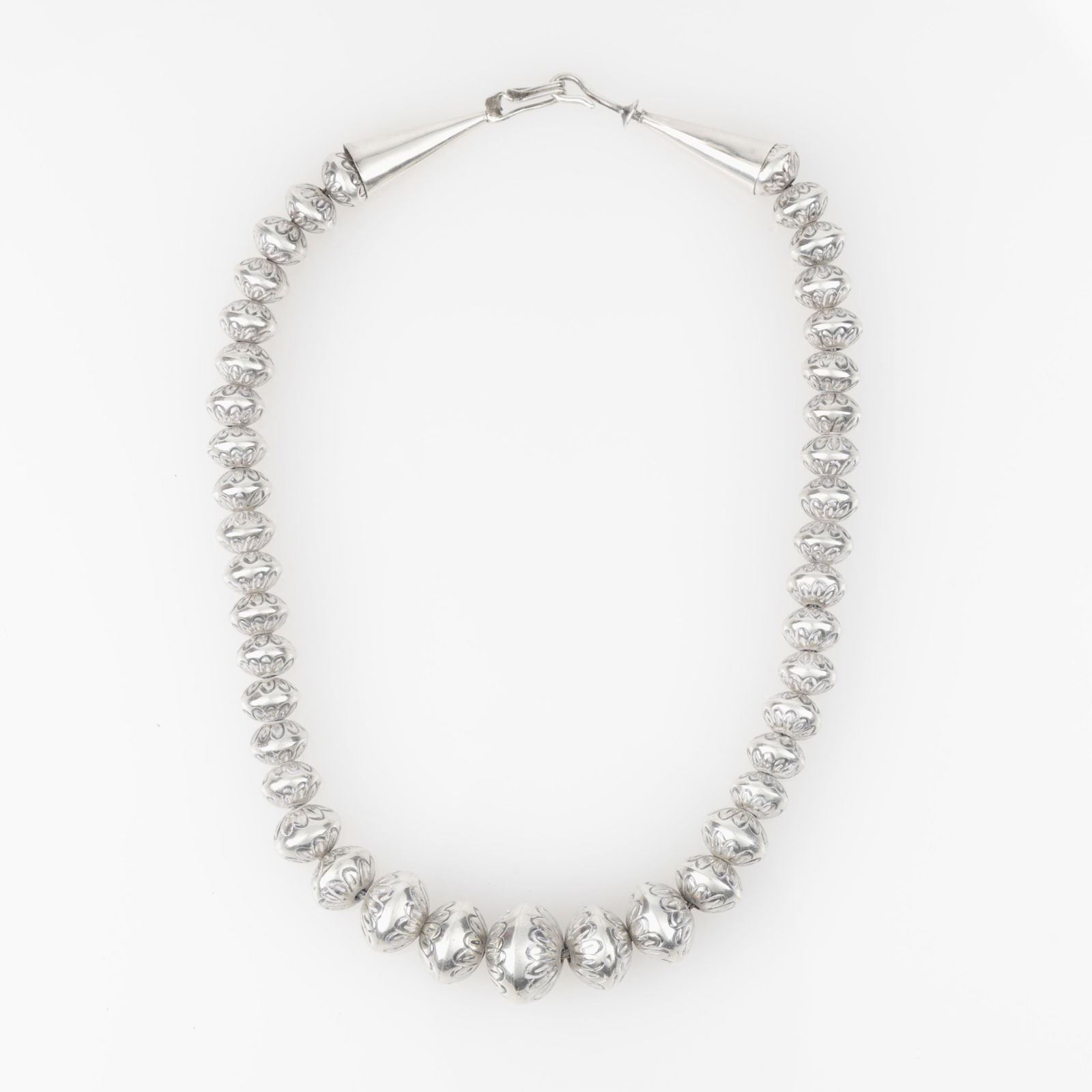 Diné (Navajo), Beaded Silver Necklace, ca. 2000 (1 of 2)