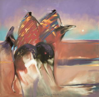 Bruce Carlton Nowlin, Young Heart, 1991: Bruce Carlton Nowlin(b. 1949)Young Heart, 1991oil on canvassigned lower center: BC Nowlininscribed verso: BC Nowlin _ 48 x 48 4-14-9148 x 48 in. (121.9 x 121.9 cm.) The ArtistPrivate Colle
