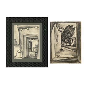 Gene Kloss, Pair of Drawings (Adobe Dwellings)