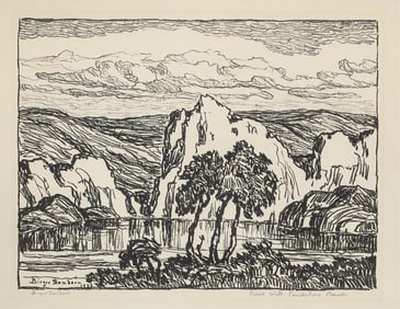Birger Sandzén, Creek with Sandstone Banks, 1923