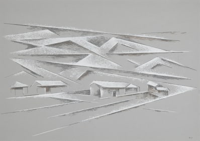 Andrew Dasburg, Houses and Mesas - Winter, 1977