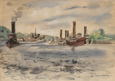 Louis Leon Ribak, Untitled (Ships in Harbor)