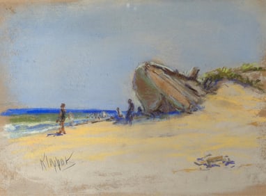 Frank Earl Klepper, Untitled (Beach Scene with Ship Ruins)