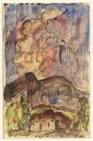 Alfred Gwynne Morang, Adobe Clouds and Mountain, 1950