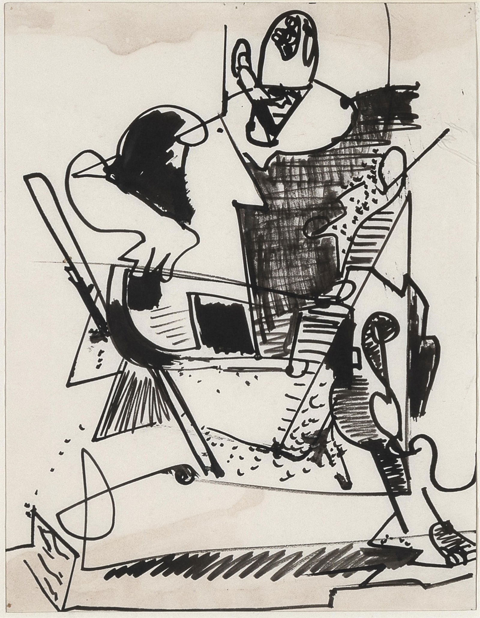 Hans Hoffman, The Cellist: Hans Hoffman(1880 - 1966)The Cellistink, ink wash on paper10 7/8 x 8 3/8 in. (27.6 x 21.3 cm.), frame: 20 3/4 x 16 1/8 x 1 1/2 in. (52.7 x 41 x 3.8 cm.) The Collection of Patti BurchPrivate Collection