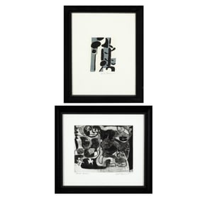 Will R. Barnet, Group of Two Abstract Prints: Summer Memory, 1947 + Untitled (Black and Gray