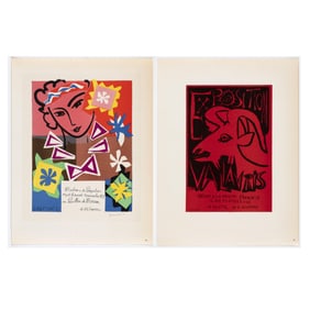 Pablo Picasso + Henri Matisse, Two Lithographs: Exposition Vallauris Maison de la Pensée + Madame