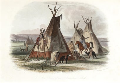 Karl Bodmer, A Skin Lodge of an Assiniboin Chief