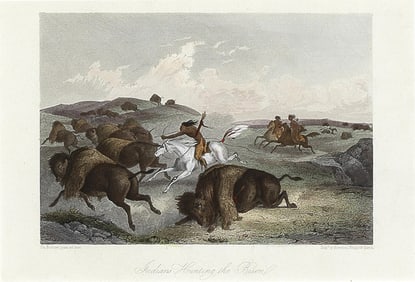 Karl Bodmer, Indians Hunting the Bison
