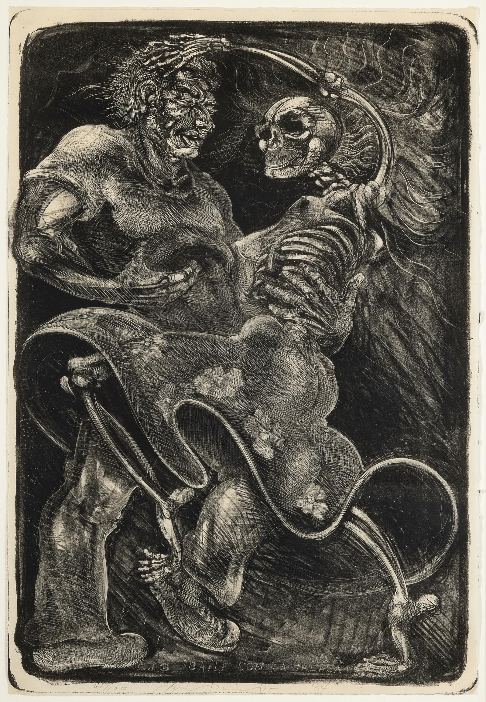 Luis Jiménez, Baile con la Talaca (Dance with Death), 1984: Luis Jiménez(1940 - 2006)Baile con la Talaca (Dance with Death), 1984lithograph, edition 61 of 100editioned at lower left: 61/100signed and dated lower right: Luis Jiménez '84signed and titled in pl