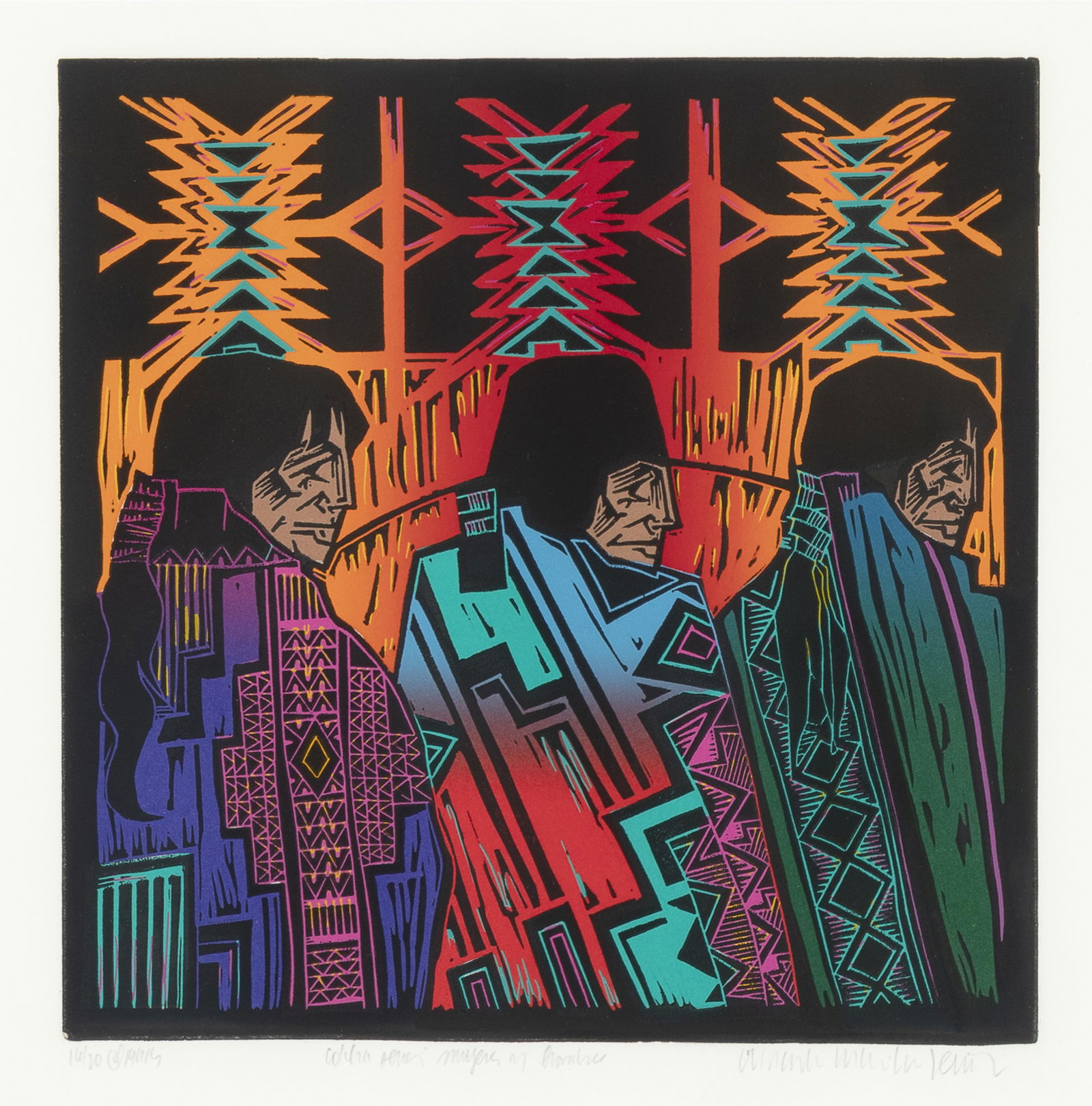 Amado Maurillo Peña, Mujeres y Hombre, from the Colcha Series, 1991 (1 of 3)