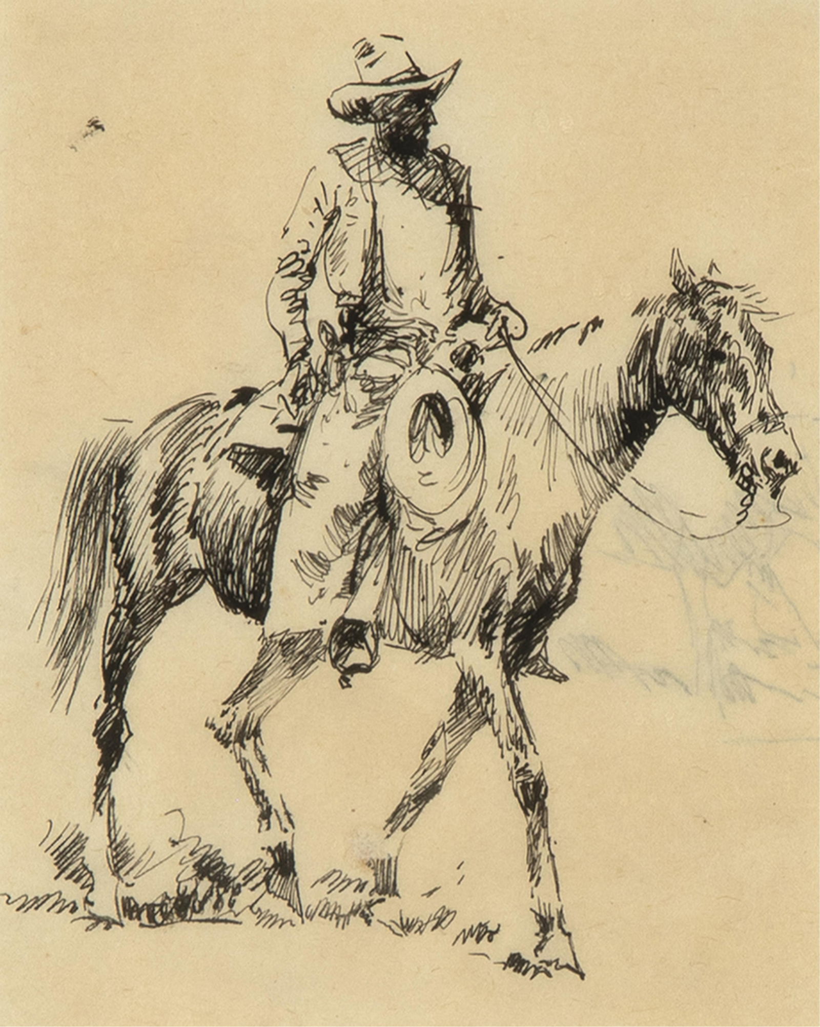 Attributed to [Edward Borein], Cowboy on Horseback (1 of 2)