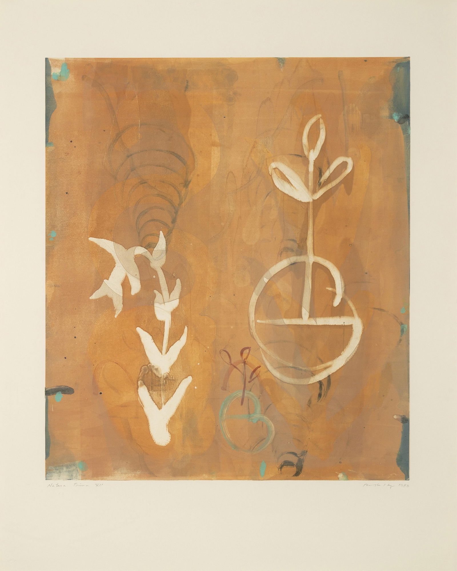 Robert Kelly, Natura Prima VII, 1988: Robert Kelly(b. 1956)Natura Prima VII, 1988monotypetitled lower left: Nature Prima VIIsigned and dated lower right: Robert Kelly 198827 1/2 x 23 1/2 in. (69.9 x 59.7 cm.), sheet: 37 3/4 x 30 in. (95.9