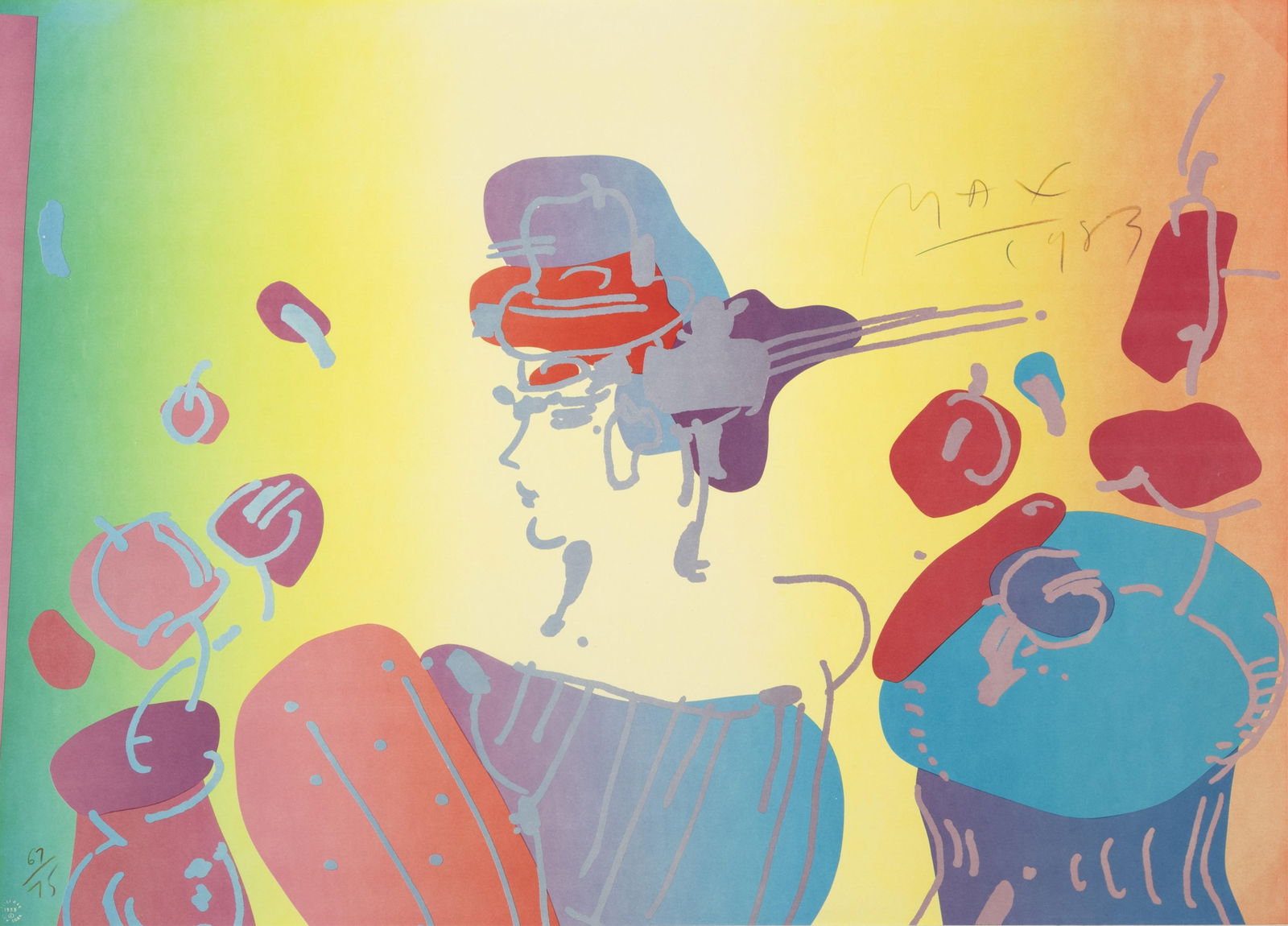 Peter Max, Untitled (Lady with a Hat), 1983 (1 of 2)