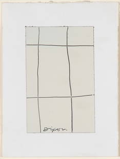 Tom Dixon, Grid Drawing: Tom Dixon(b. 1946)Grid Drawingoil on papersigned lower margin: Dixon4 1/8 x 2 1/8 in. (10.5 x 5.4 cm.), frame: 7 1/2 x 6 x 1 5/8 in. (19.1 x 15.2 x 4.1 cm.) 203 Fine Art, Taos, New Mexico, 2012T