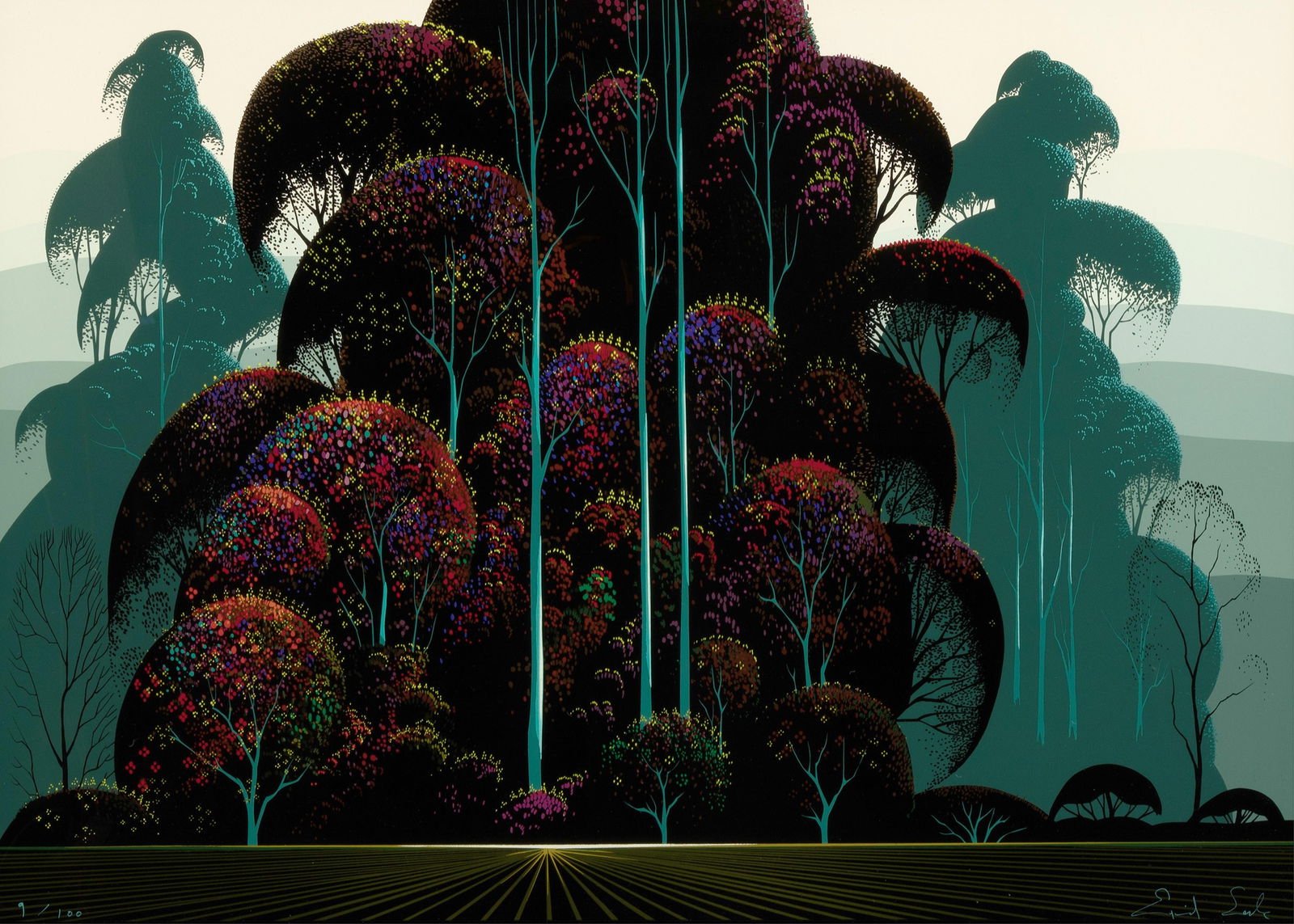 Eyvind Earle, Crimson Autumn (1 of 2)