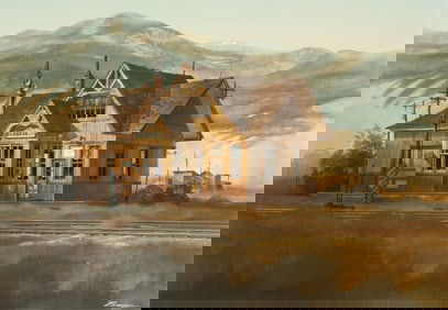 Rick Brogan, Untitled (Train Station near Mountains)