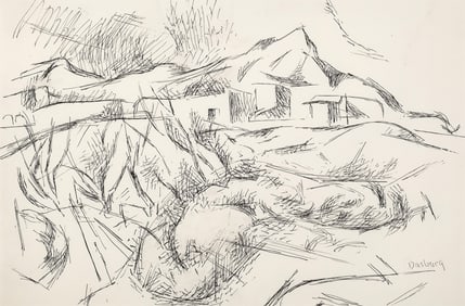 Andrew Dasburg, Houses and Mountains, ca. 1950