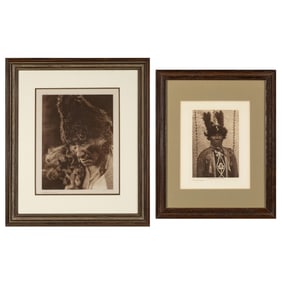 Edward S. Curtis, Group of Two Photogravures: Cowichan Warrior, 1912 + Oksoyadiw - Blackfoot, 1928