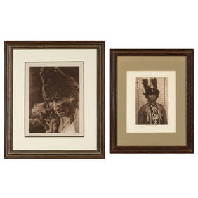 Edward S. Curtis, Group of Two Photogravures: Cowichan Warrior, 1912 + Oksoyadiw - Blackfoot, 1928 (1 of 5)