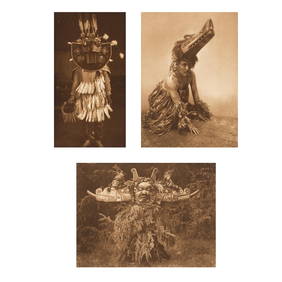 Edward S. Curtis, Group of Three Photogravures: Pacific Northwest Masks (1 of 10)