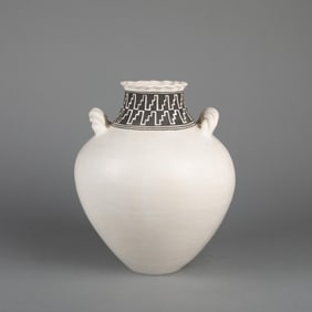 Lilly Maria Salvador, Handled Pottery Jar with Pie Crust Rim