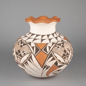 Drew Lewis, Polychrome Jar with Pie Crust Rim, 1985