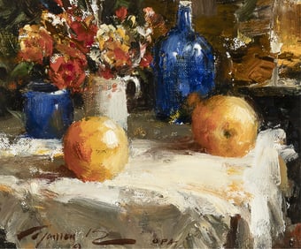 Ramon Kelley, Cobalt Blue and Orange Still Life