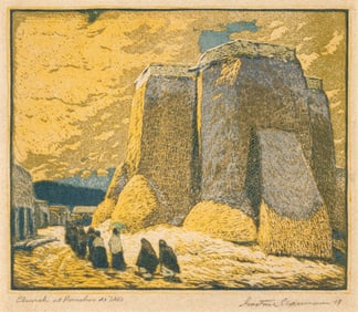 Gustave Baumann, Church at Ranchos de Taos, 1919