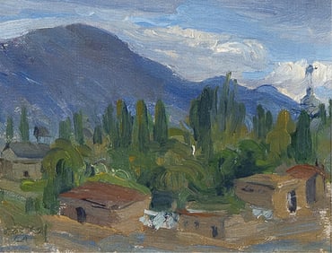 Ethel M. Cooke, Old Soledad Evening, Santa Fe, New Mexico, ca. 1924, oil on canvas board