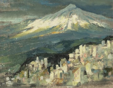 Clark Hulings, Untitled (Town at the Foot of the Mountain), 1955