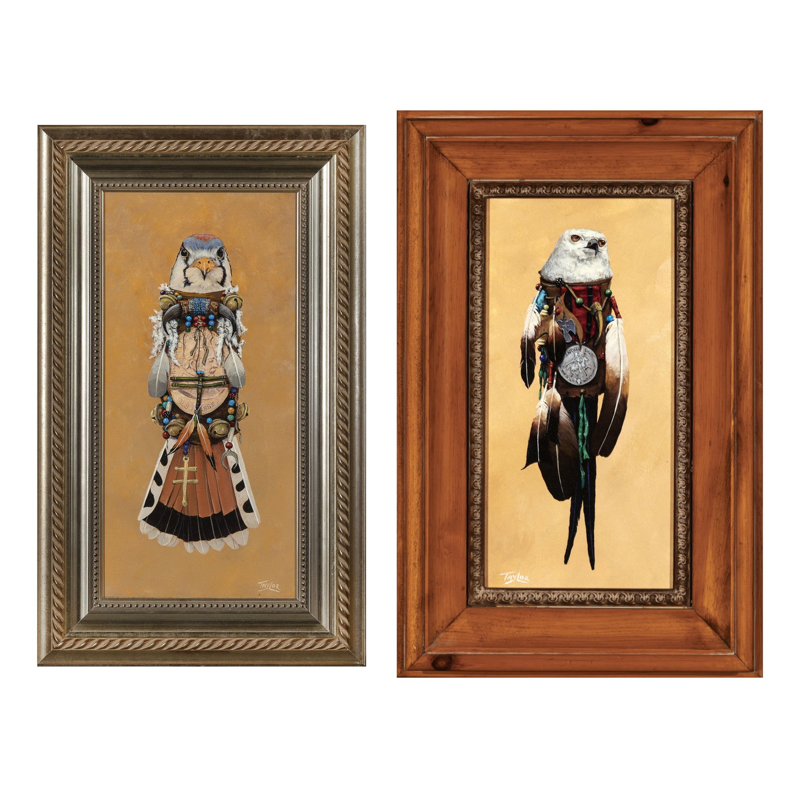 Robert Lee Taylor, Two Paintings, 2011: Survivor + One of Many Dreams: Robert Lee TaylorCherokee/Blackfoot, (b. 1951)Two Paintings, 2011: Survivor + One of Many Dreamsacrylic on canvasOne of Many Dreams, 2011signed lower right: TAYLORinscribed verso: One of Many Dreams /