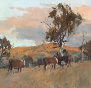 Ros Psakis, Two Paintings: The Small Herd + Cows in Pasture